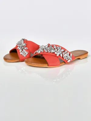 Cross Stone Sandals-Red