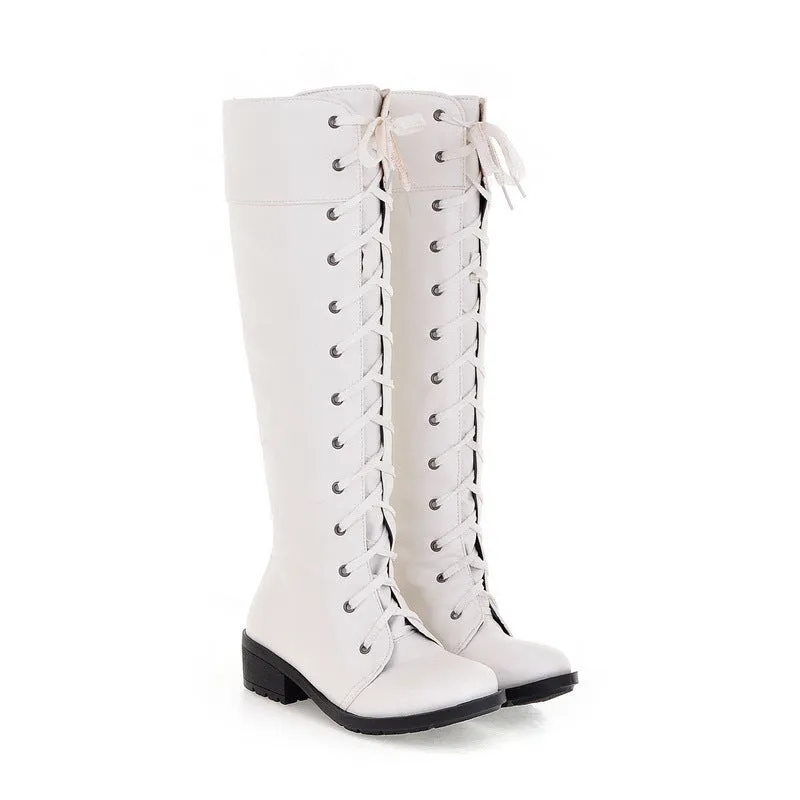 Cross Straps Tall Motorcycle Boots Shoes for Women 5535