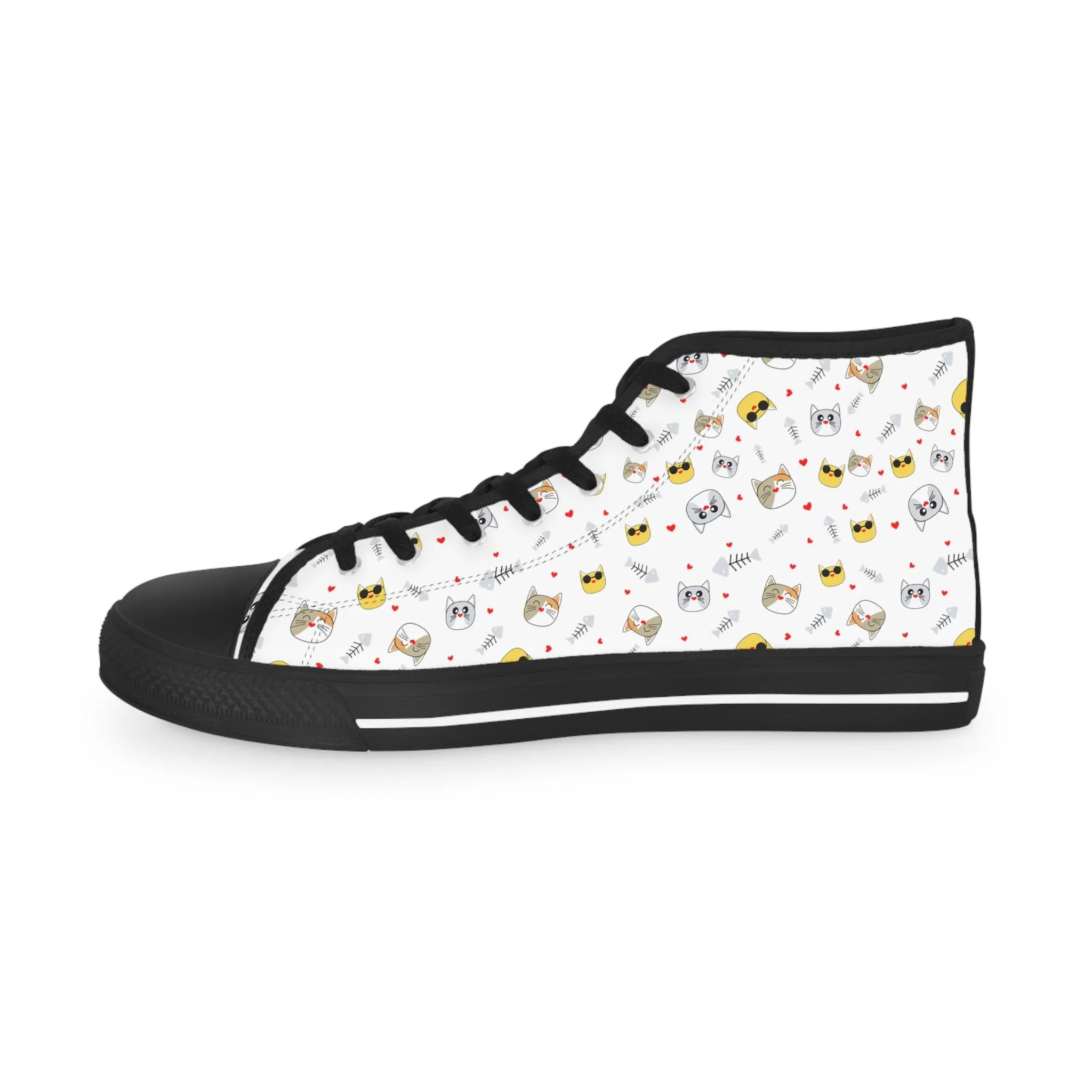 Custom Cat Print High Top Sneakers for Men - Stand Out in Style