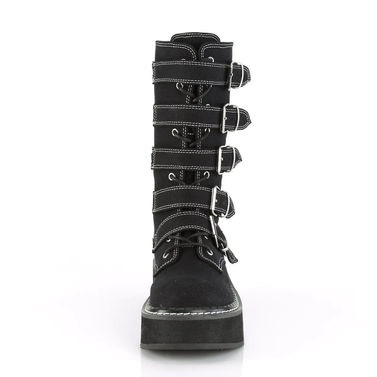 Demonia EMILY-341 | Black Canvas Mid-Calf Boots