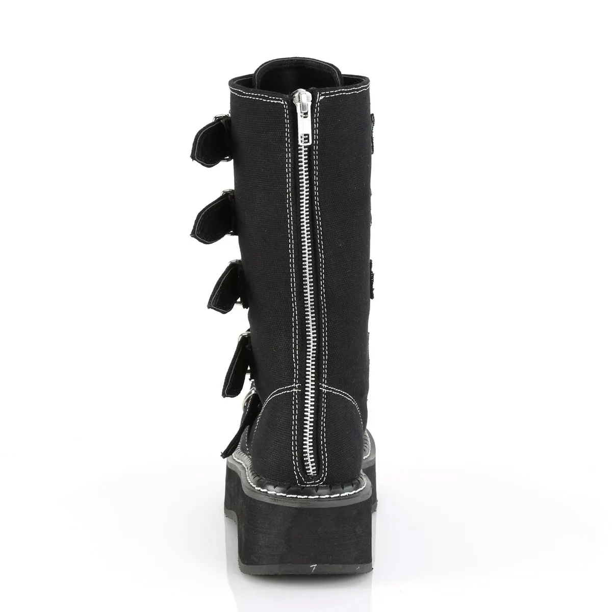 Demonia EMILY-341 | Black Canvas Mid-Calf Boots