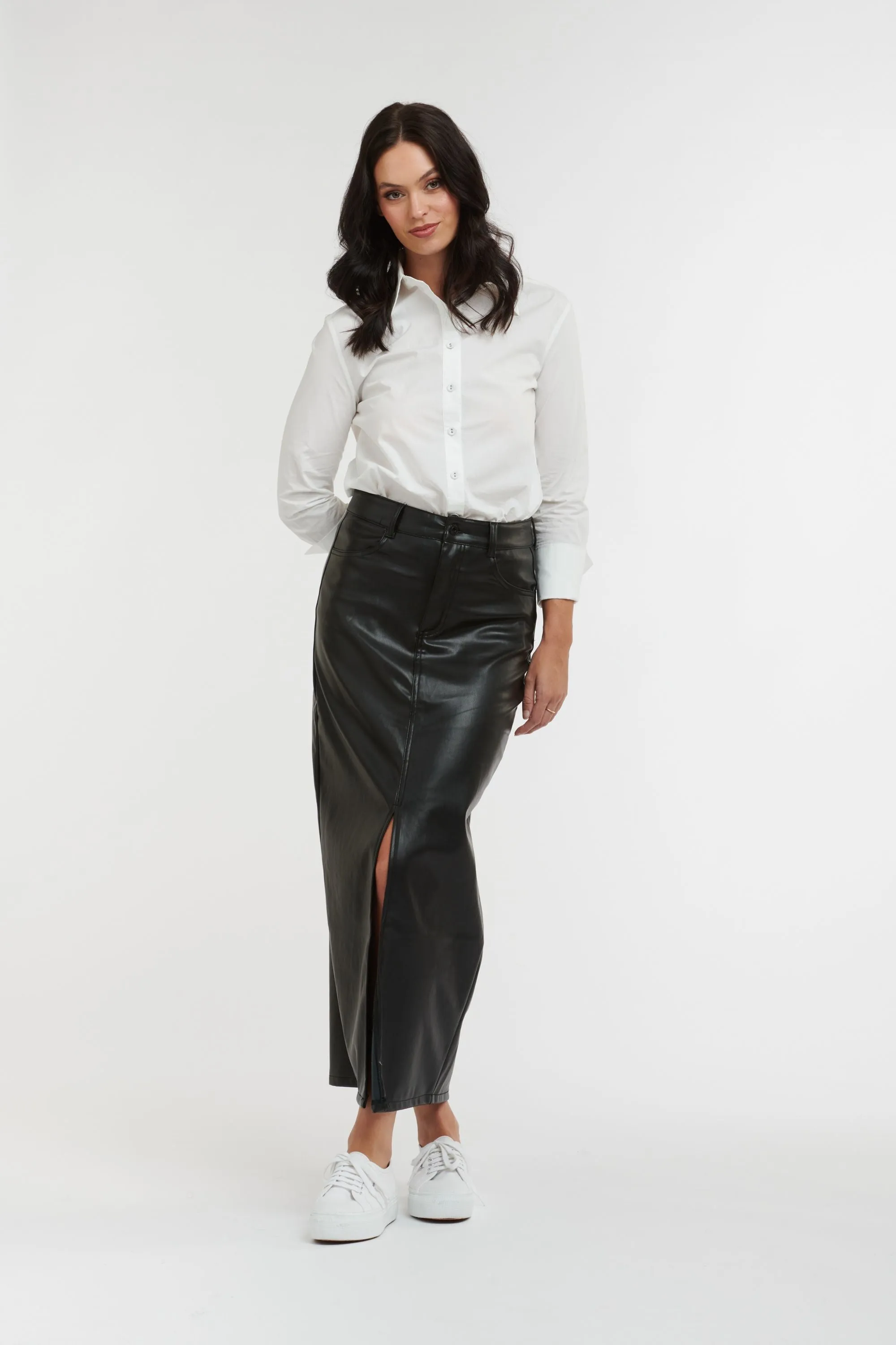 Diva Leather look Skirt - Black