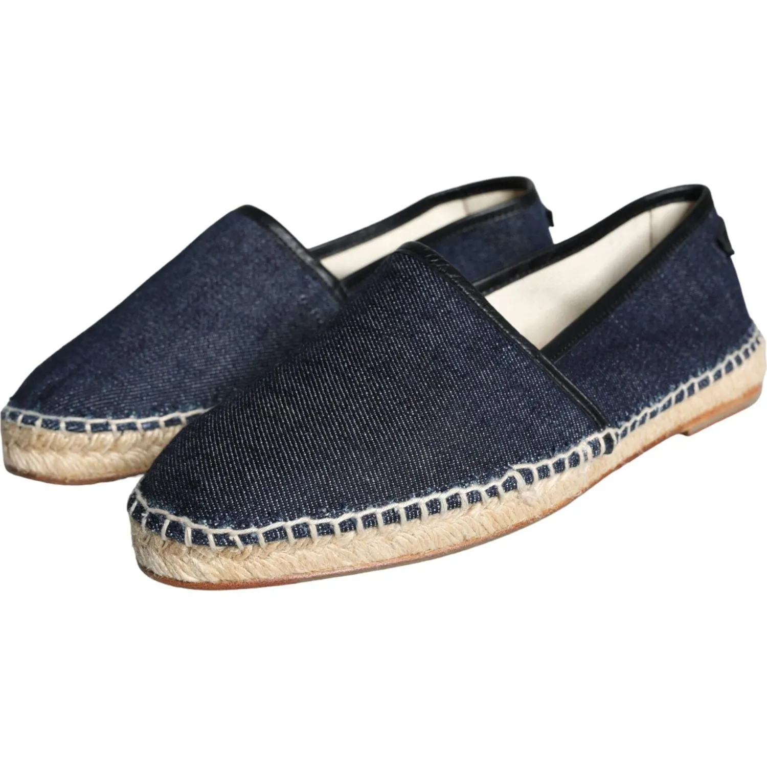 Dolce & Gabbana Blue Denim Cotton Leather Espadrilles Shoes