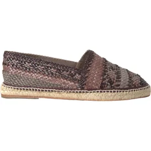 Dolce & Gabbana Brown Buffalo Leather Espadrille Flats Shoes