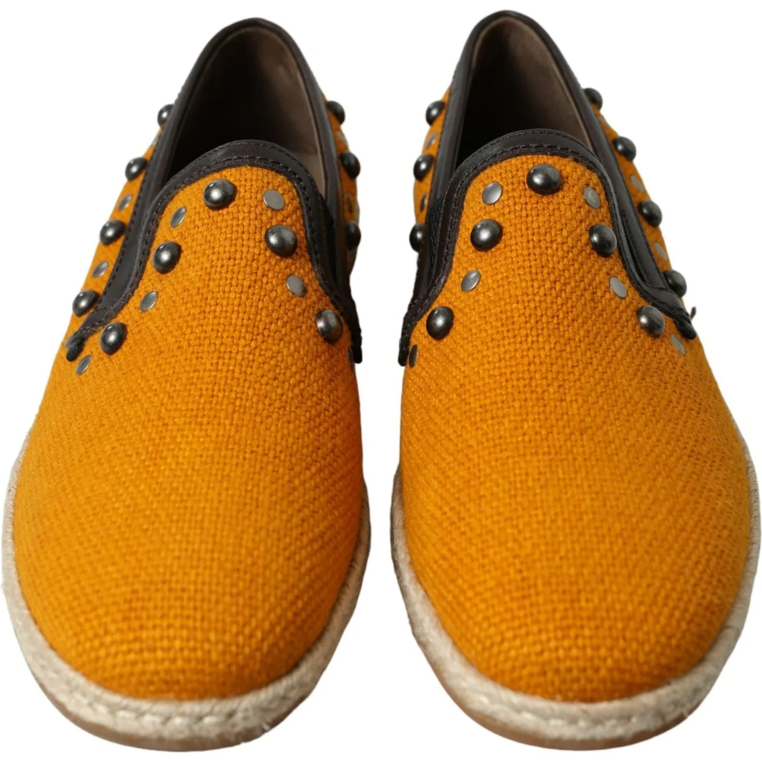 Dolce & Gabbana Exclusive Orange Canvas Loafers with Studs