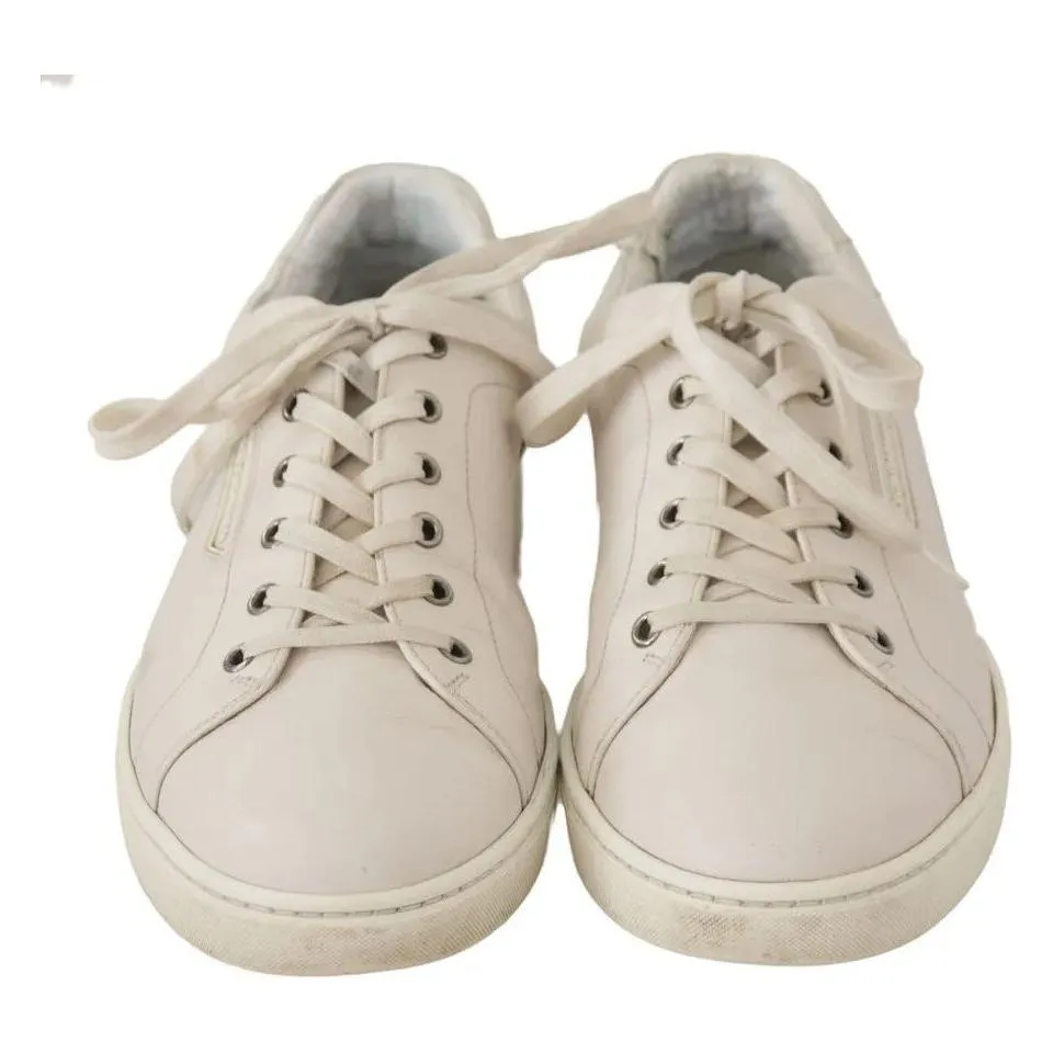 Dolce & Gabbana White Casual Leather Logo Men Sneakers Shoes