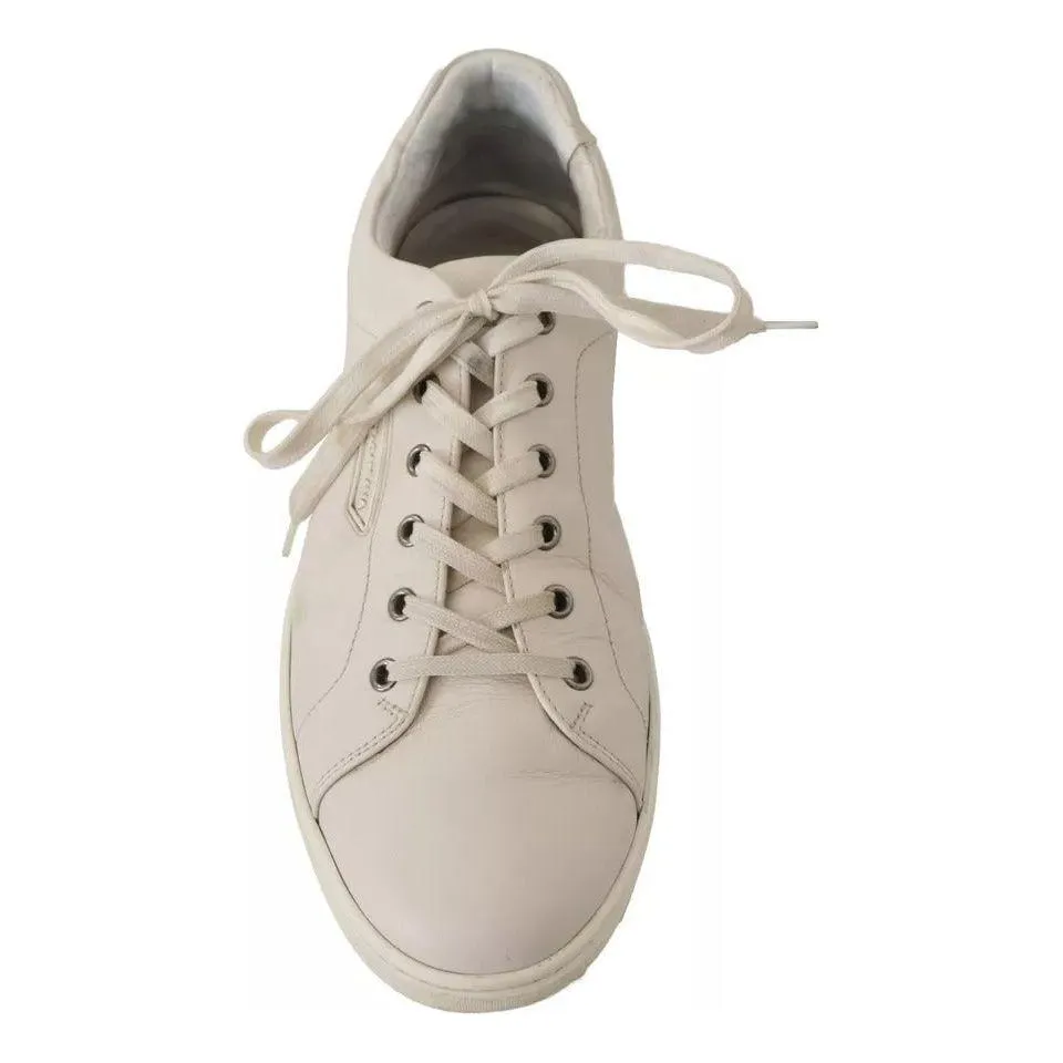 Dolce & Gabbana White Casual Leather Logo Men Sneakers Shoes