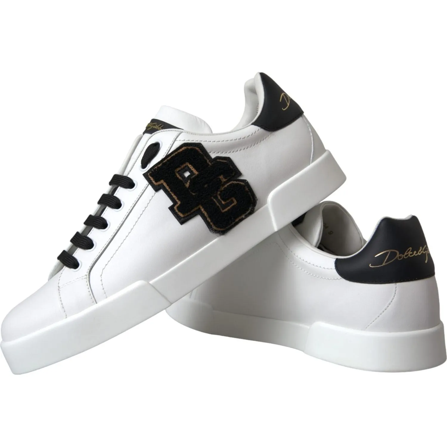 Dolce & Gabbana White Leather DG Logo Casual Low Top Sneakers Shoes