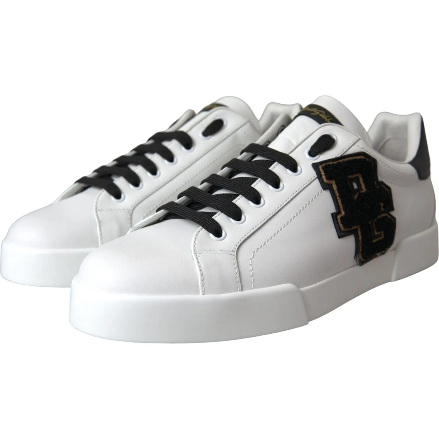 Dolce & Gabbana White Leather DG Logo Casual Low Top Sneakers Shoes