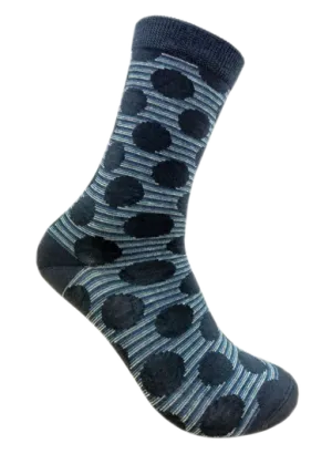 DS - Ladies Merino Crew Stripe/Dot Socks