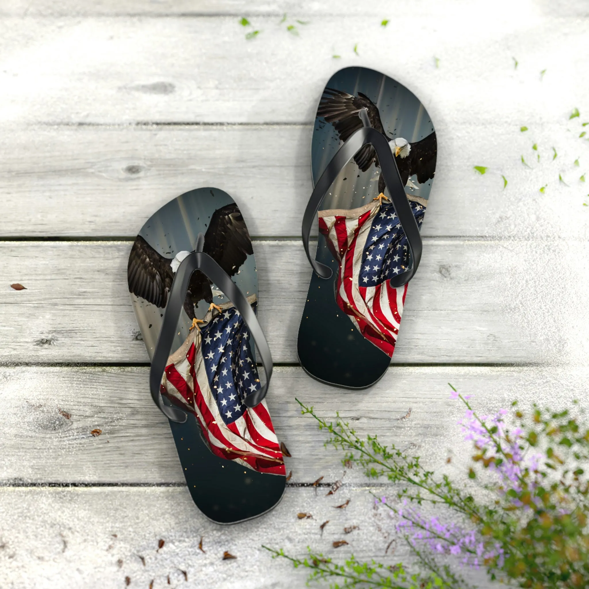 Eagle American Flag Flip Flops