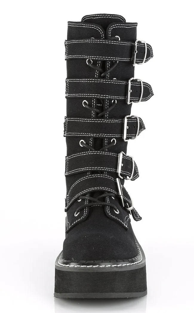 EMILY-341 Black Canvas Boots