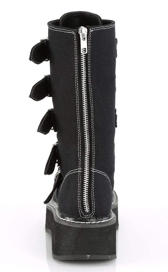 EMILY-341 Black Canvas Boots