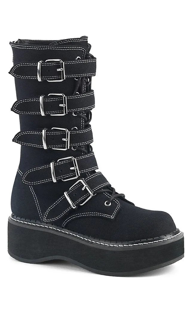 EMILY-341 Black Canvas Boots