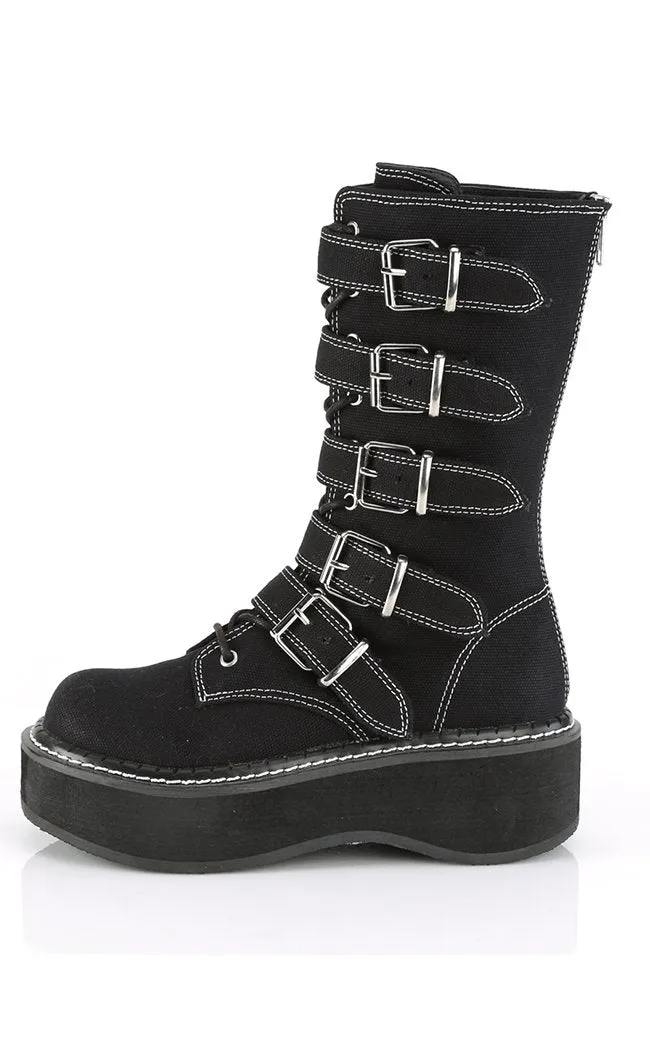 EMILY-341 Black Canvas Boots