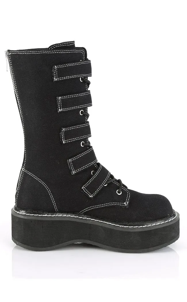 EMILY-341 Black Canvas Boots