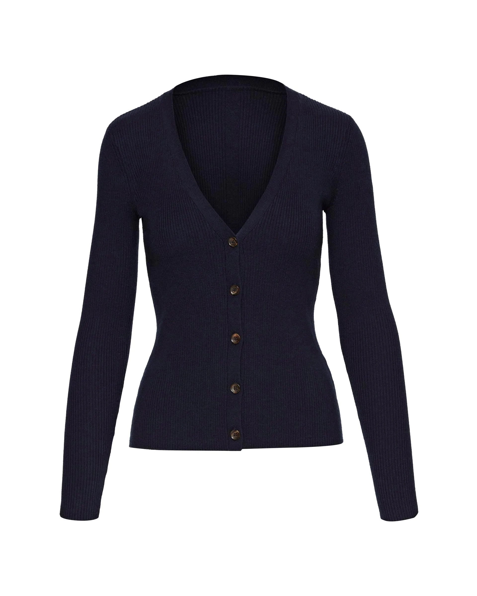 Everyday Knit Rib Cardigan in Viscose Wool | Navy