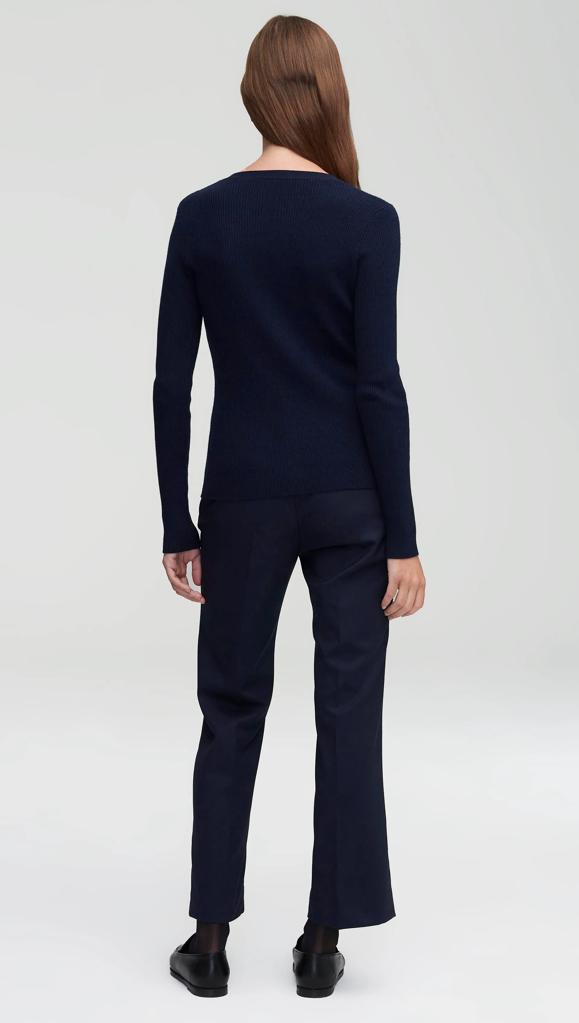 Everyday Knit Rib Cardigan in Viscose Wool | Navy