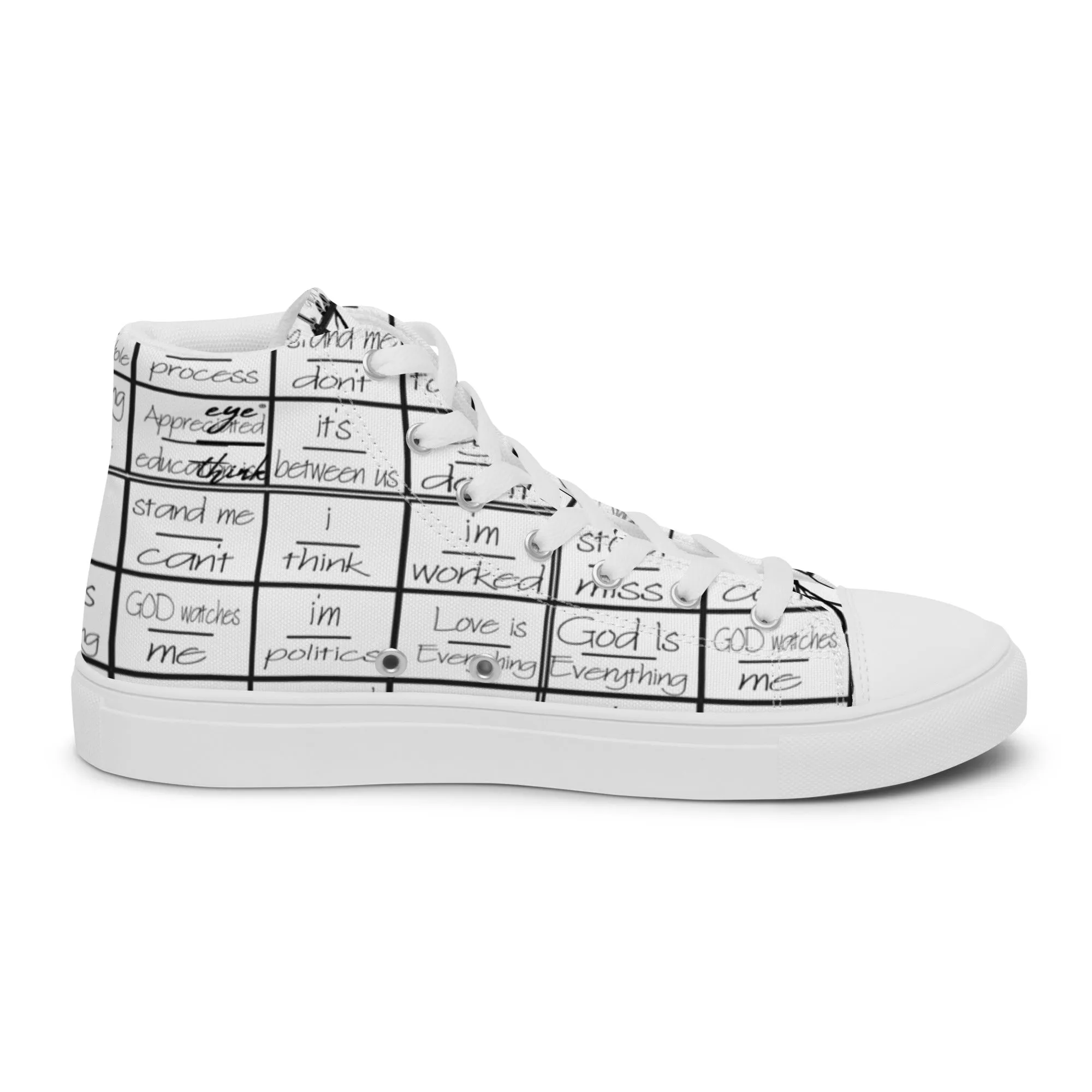 eyeoverthink® Women’s " eyeoverprinted "  high top canvas shoes