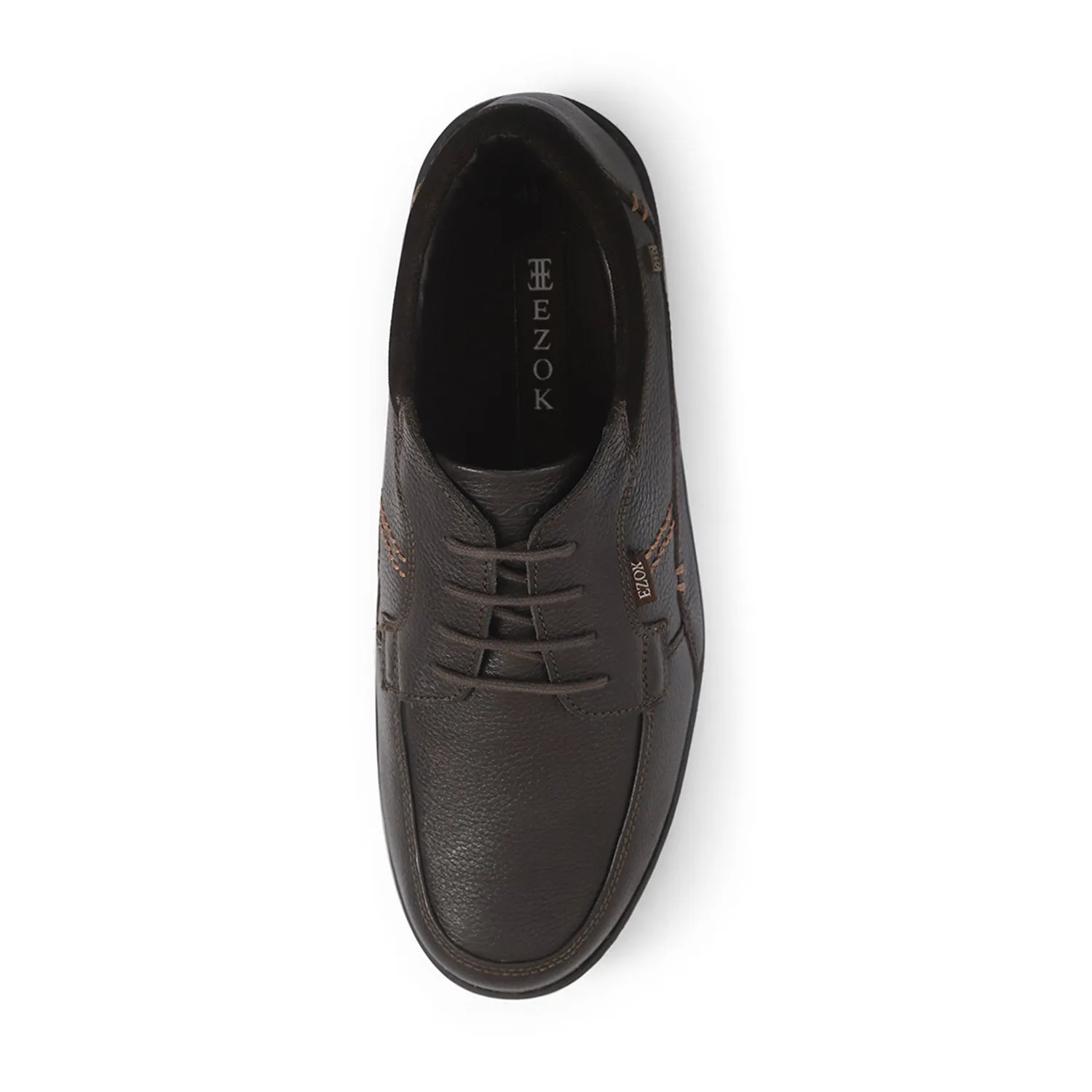 Ezok Men Brown Lace-Up Leather Shoes