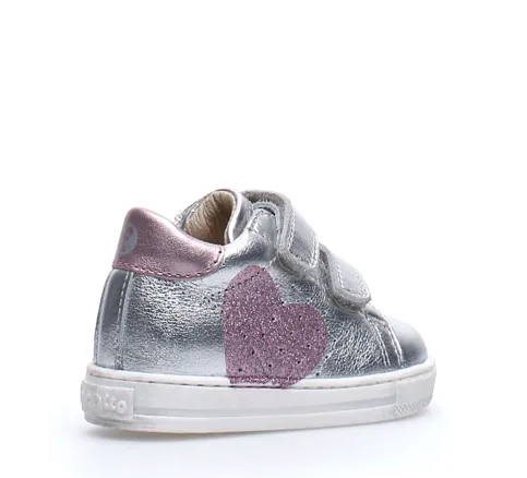 Falcotto Girl's Heart Sneakers, Metallic Silver/Pink