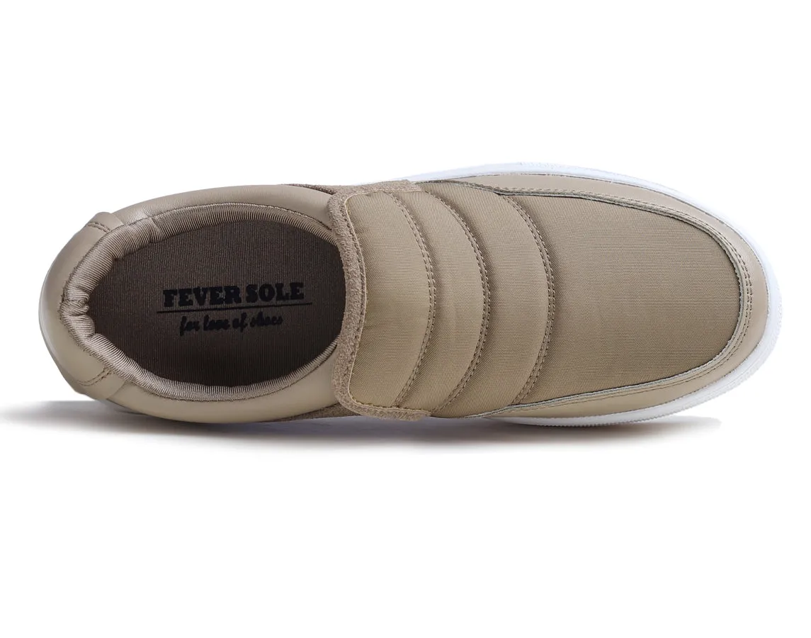 Feversole Women's Casual Slip On Sneaker Comfort Cupsole Loafer Flats Taupe Puffy Vegan Leather