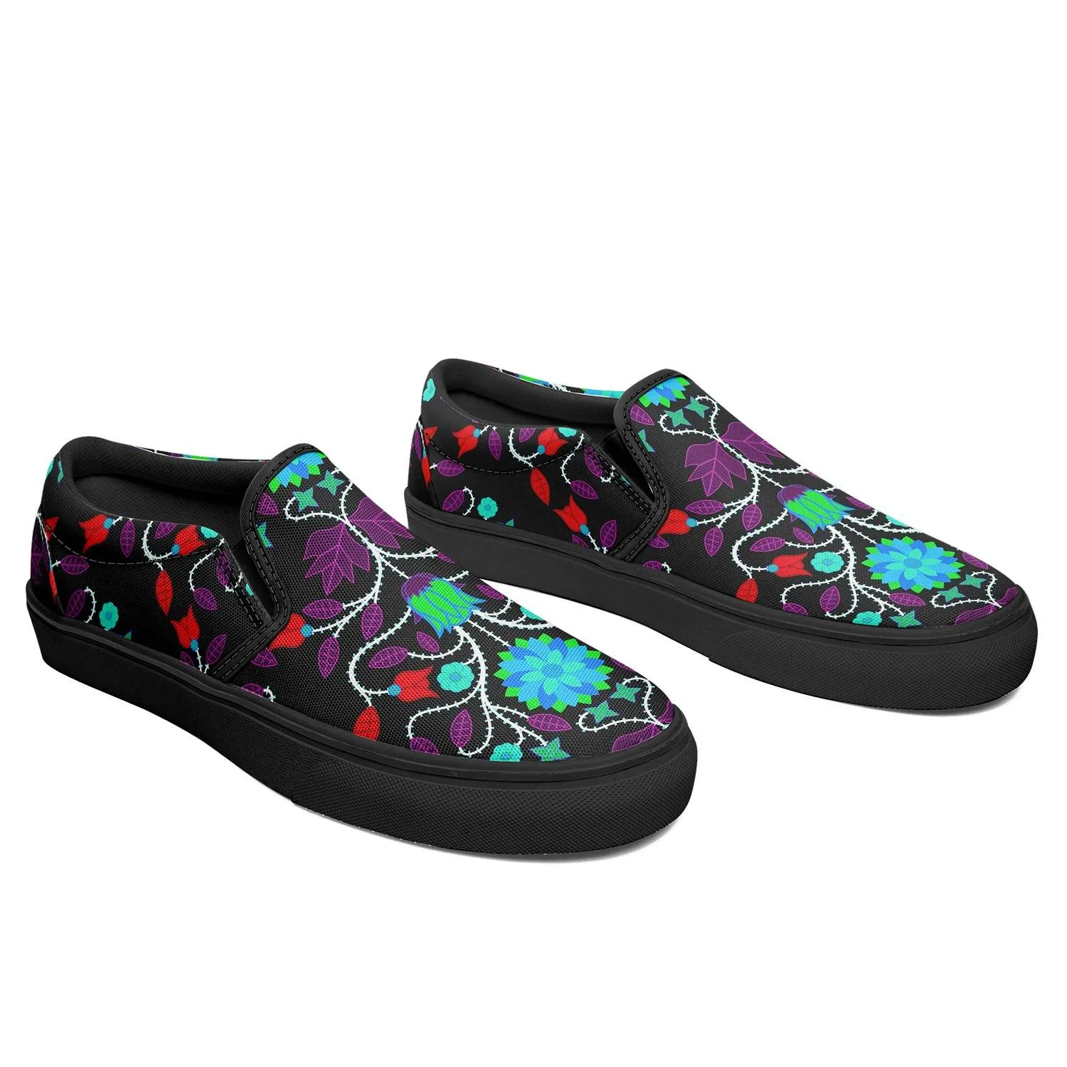 Floral Beadwork Four Clans Winter Otoyimm Kid's Canvas Slip On Shoes