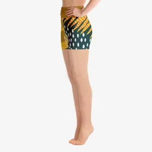 Floral Yoga Shorts "Tropics" Olive/Green