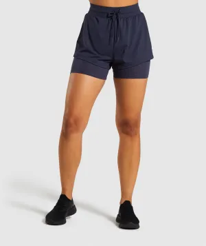 Gymshark Lustre 2 in 1 Shorts - Dark Blue