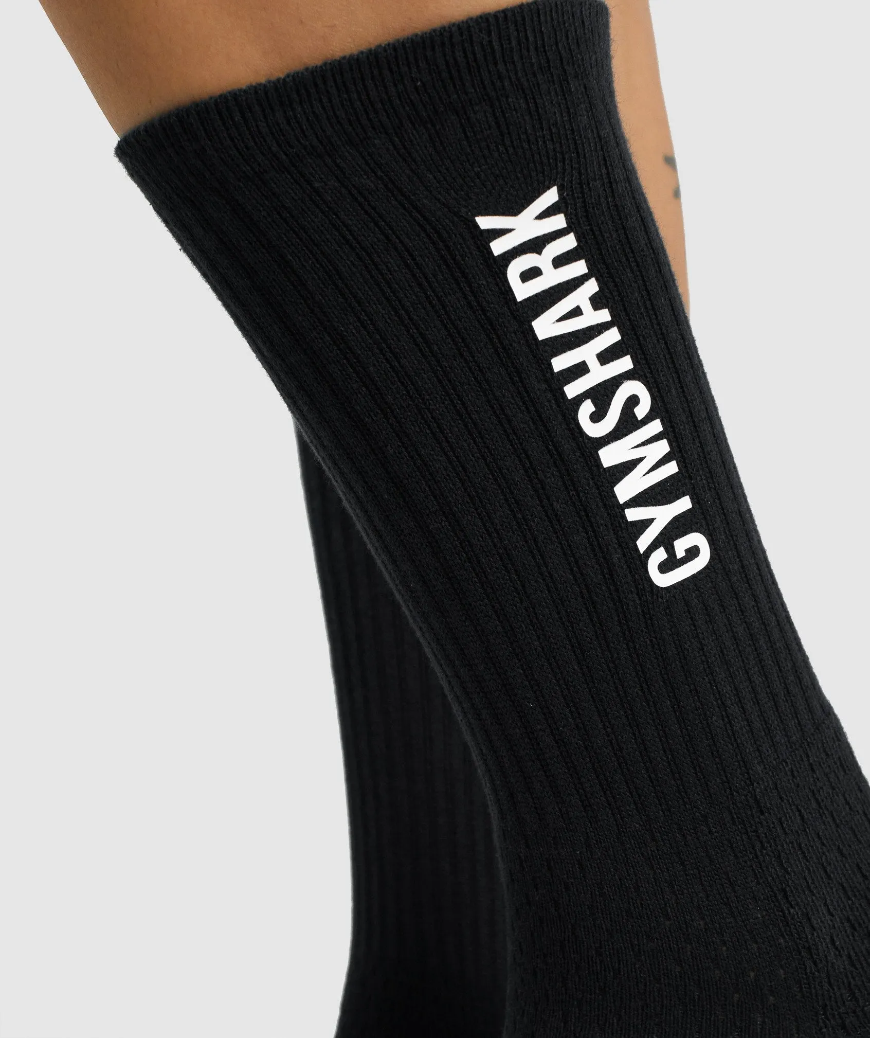 Gymshark Premium Logo Crew Socks - Black