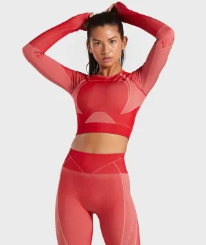 Gymshark Turbo Seamless Crop Top - Brick Red