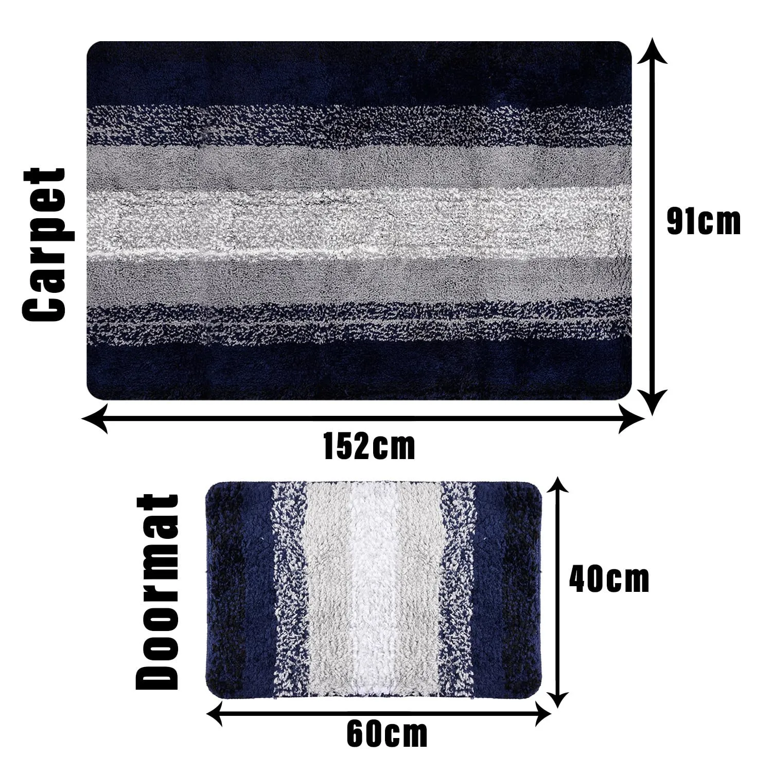 Heart Home Carpet | Shaggy Carpet for Living Room | Fluffy Door Mat | Blue Patta Home Decor Carpet & Door Mat Combo | Floor Carpet Rug & Door Mat Set | Set of 2 | Gray