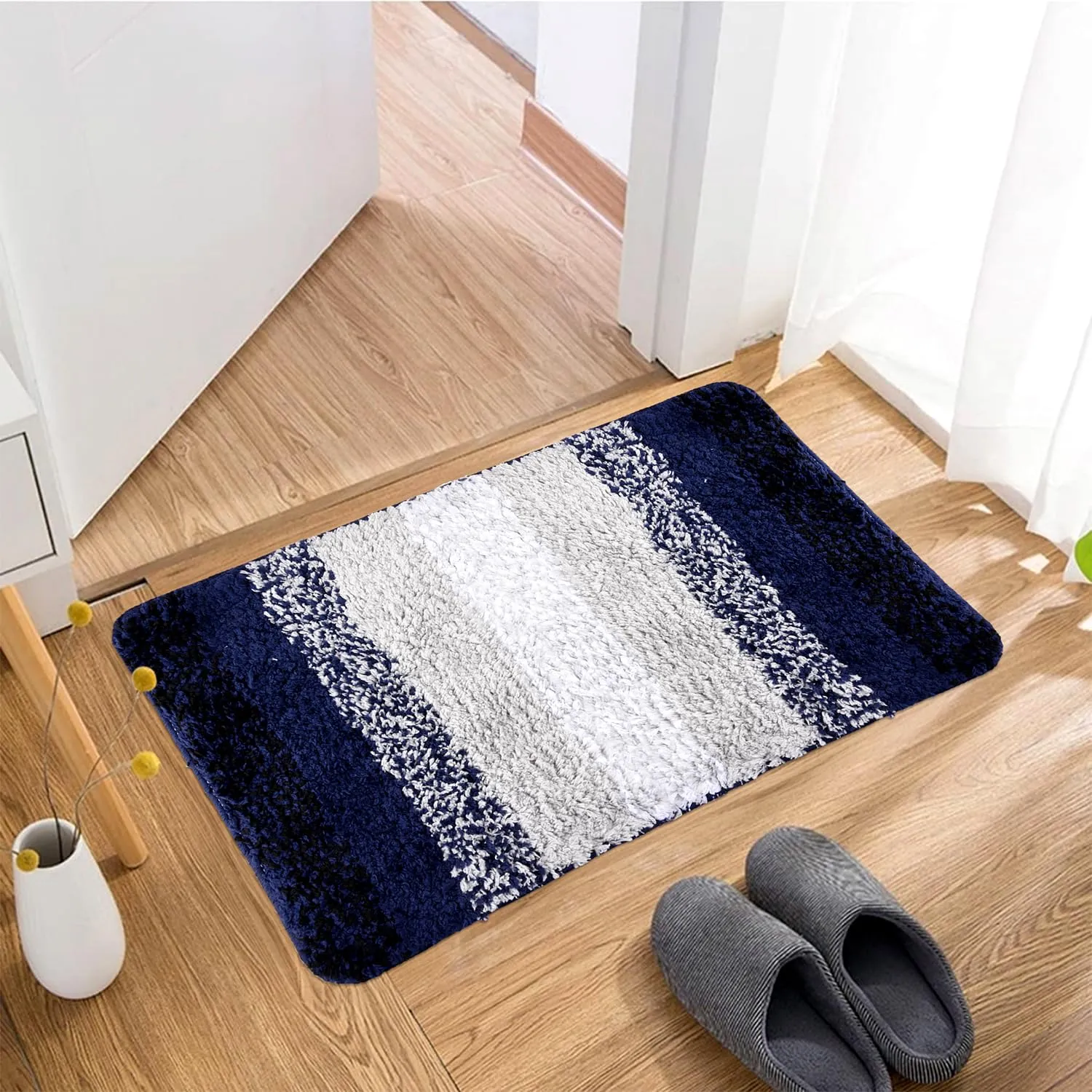 Heart Home Carpet | Shaggy Carpet for Living Room | Fluffy Door Mat | Blue Patta Home Decor Carpet & Door Mat Combo | Floor Carpet Rug & Door Mat Set | Set of 2 | Gray