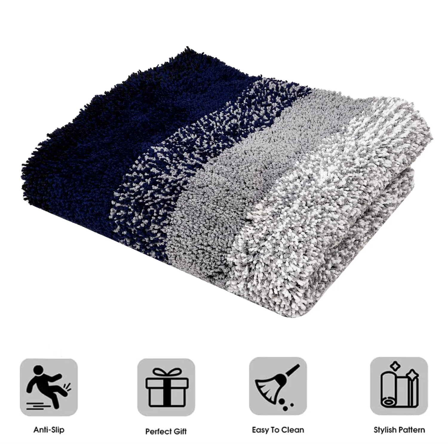 Heart Home Carpet | Shaggy Carpet for Living Room | Fluffy Door Mat | Blue Patta Home Decor Carpet & Door Mat Combo | Floor Carpet Rug & Door Mat Set | Set of 2 | Gray