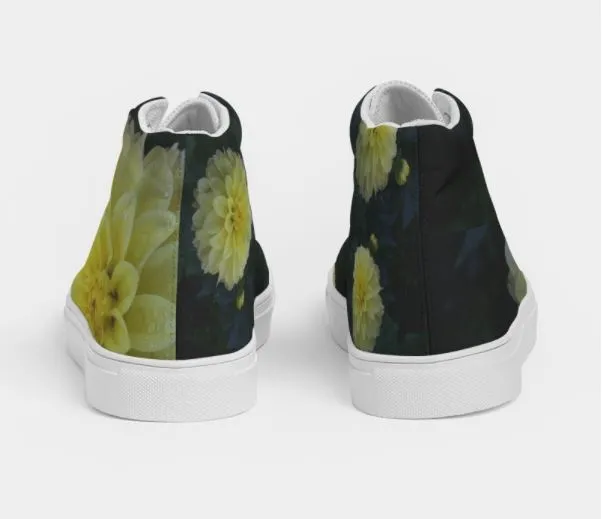 High Top Sneakers for Women. Cool Fashion Casual Canvas Keds. Lemon Dahlias. WickedYo.