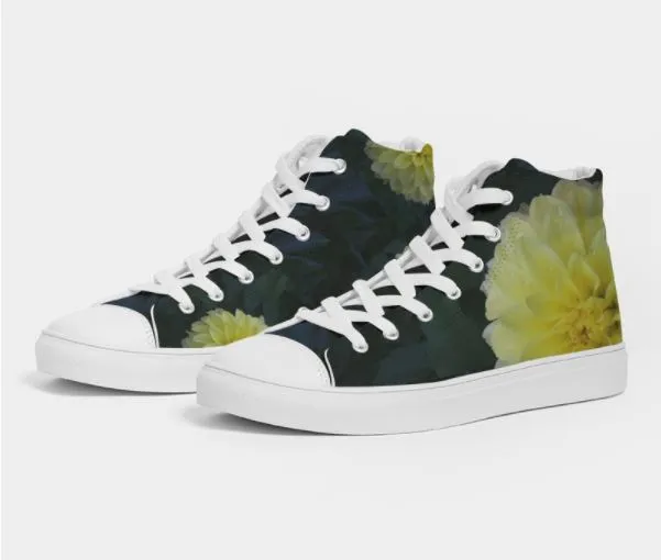 High Top Sneakers for Women. Cool Fashion Casual Canvas Keds. Lemon Dahlias. WickedYo.