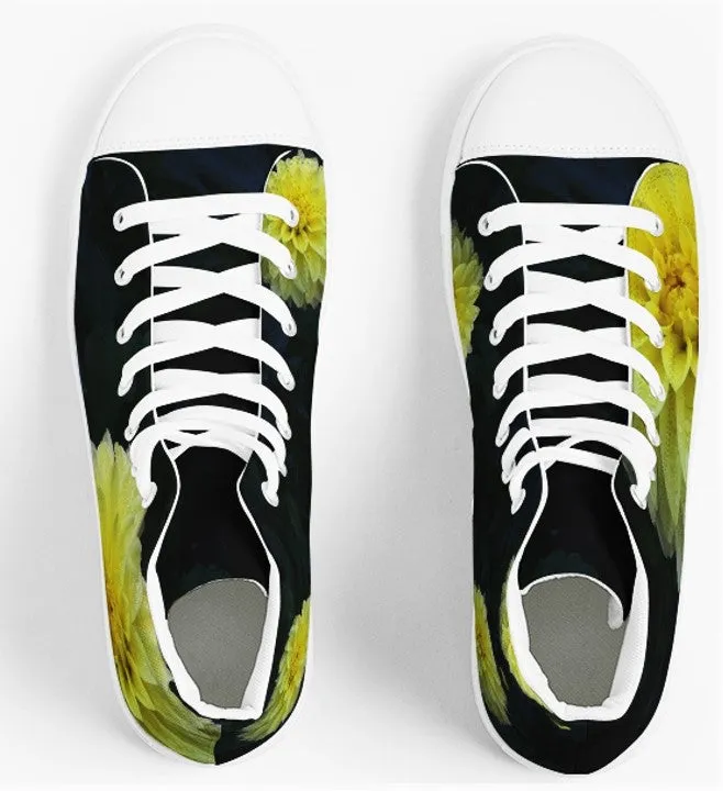 High Top Sneakers for Women. Cool Fashion Casual Canvas Keds. Lemon Dahlias. WickedYo.