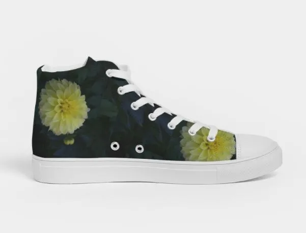 High Top Sneakers for Women. Cool Fashion Casual Canvas Keds. Lemon Dahlias. WickedYo.