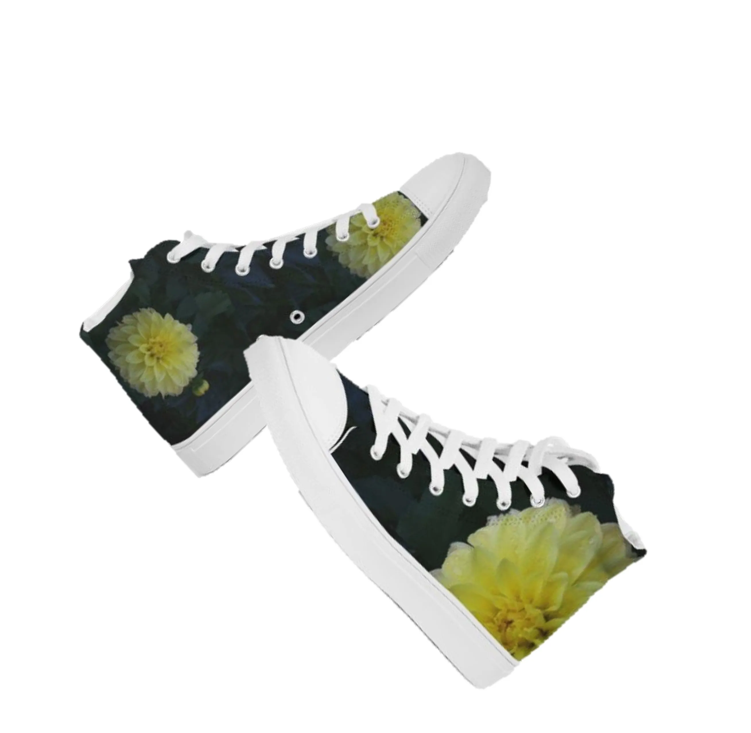 High Top Sneakers for Women. Cool Fashion Casual Canvas Keds. Lemon Dahlias. WickedYo.