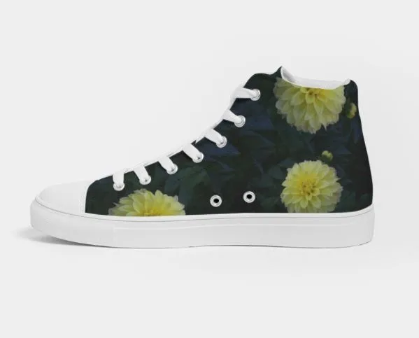 High Top Sneakers for Women. Cool Fashion Casual Canvas Keds. Lemon Dahlias. WickedYo.