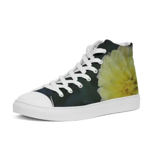 High Top Sneakers for Women. Cool Fashion Casual Canvas Keds. Lemon Dahlias. WickedYo.