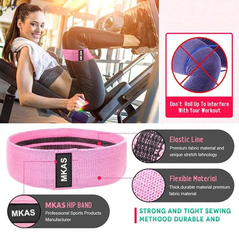 Hip Fitness Resistance Exercise Workout Band 3-Piece For Leg Thigh Butt Equipment