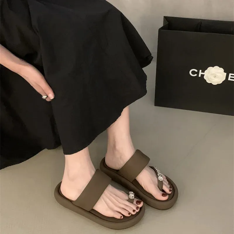 Hnzxzm 2024 Summers Women Slippers Fashion Elegant Clip Toe Flats Slides Shoes Ladies Casaul Outdoor Beach Sandalias Flip Flop