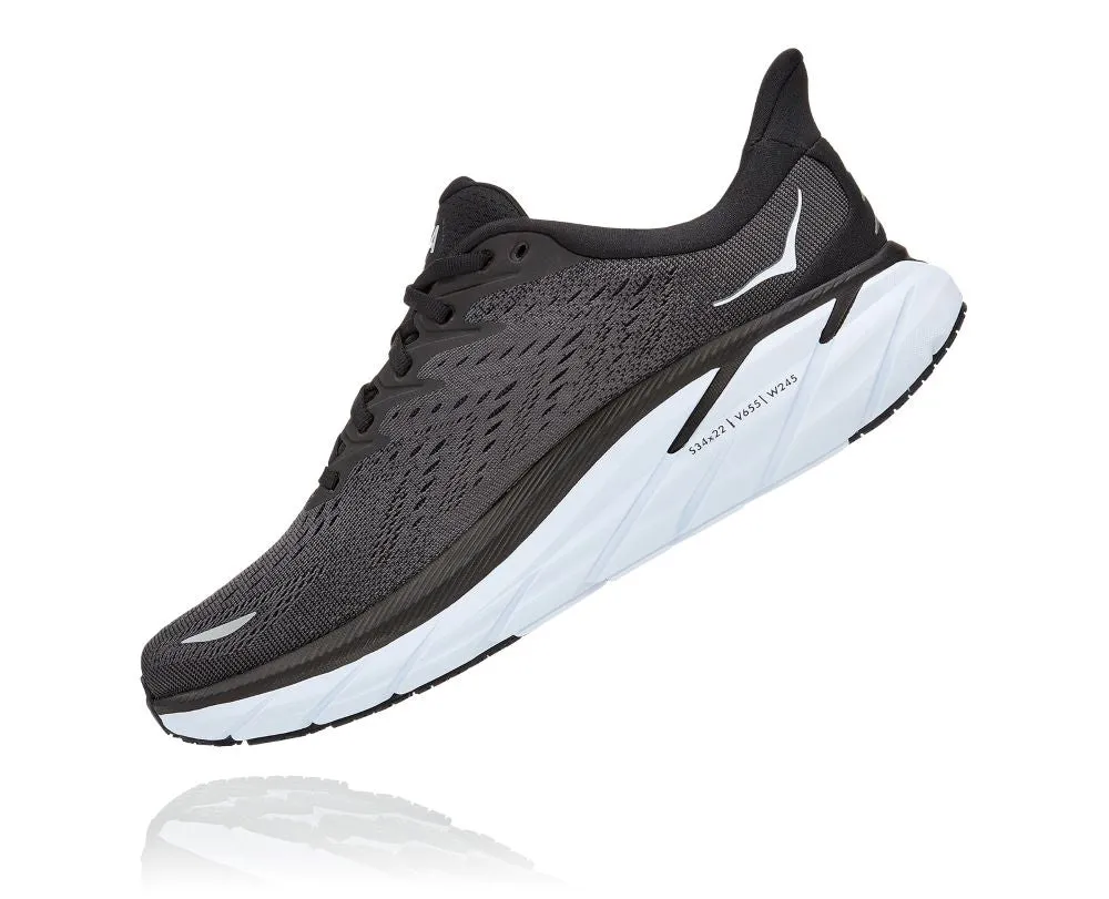 'HOKA' Men's Clifton 8 - Black / White