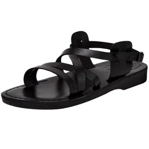 Holy Land Market Men/Women Biblical Jesus Leather Sandals/Slides From Jerusalem (Black Style II)