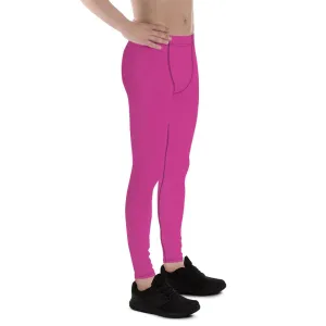 Hot Pink Solid Color Meggings, Best Print Premium Men's Leggings Compression Tights - Made in USA/ MX/ EU