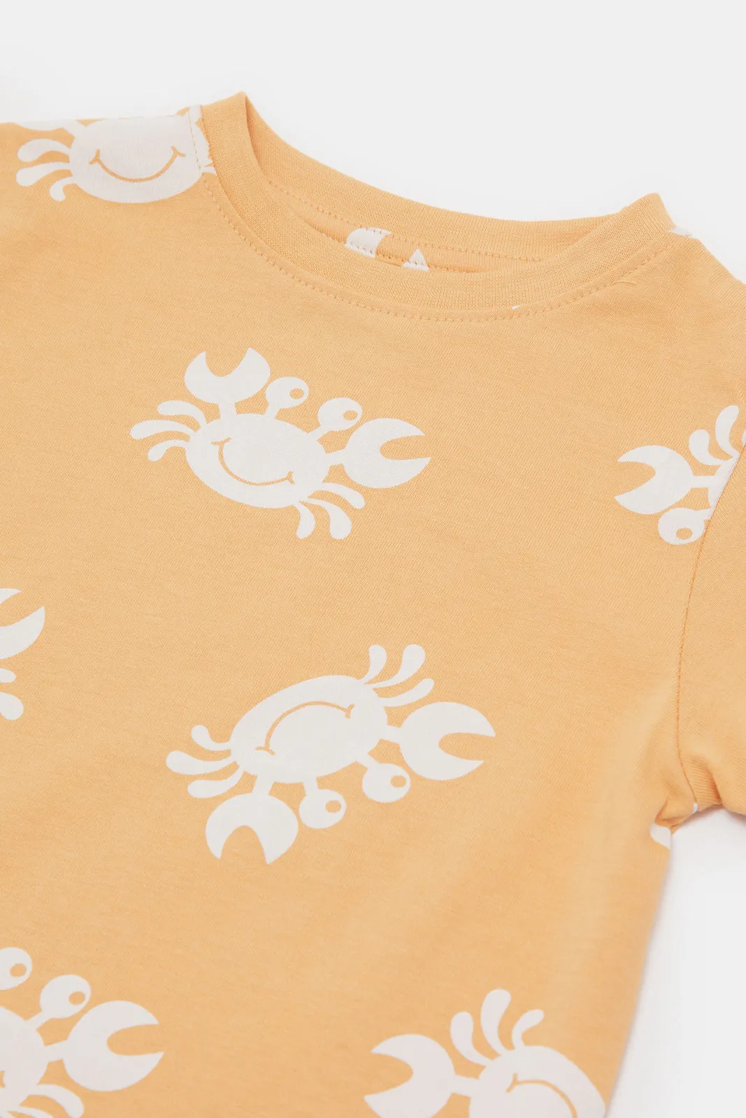 Infant Boys Mustard Crab Print T-Shirt