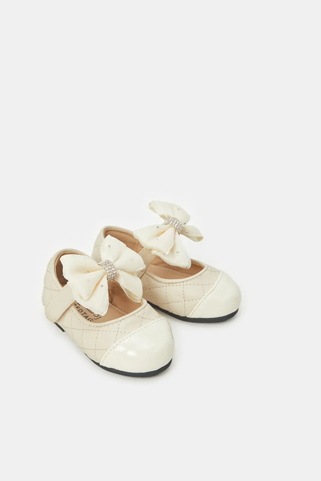 Infant Girls Beige Bow Ballerina