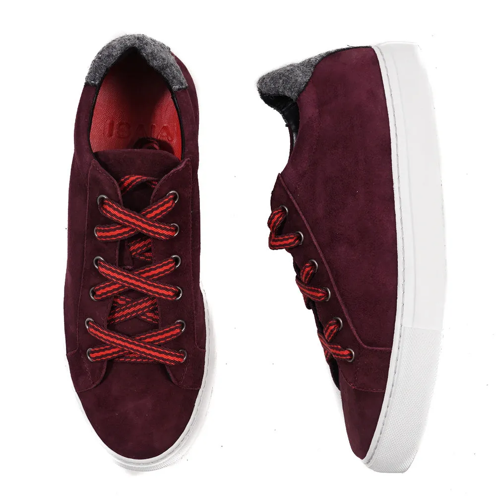 Isaia Burgundy Calf Suede Sneakers