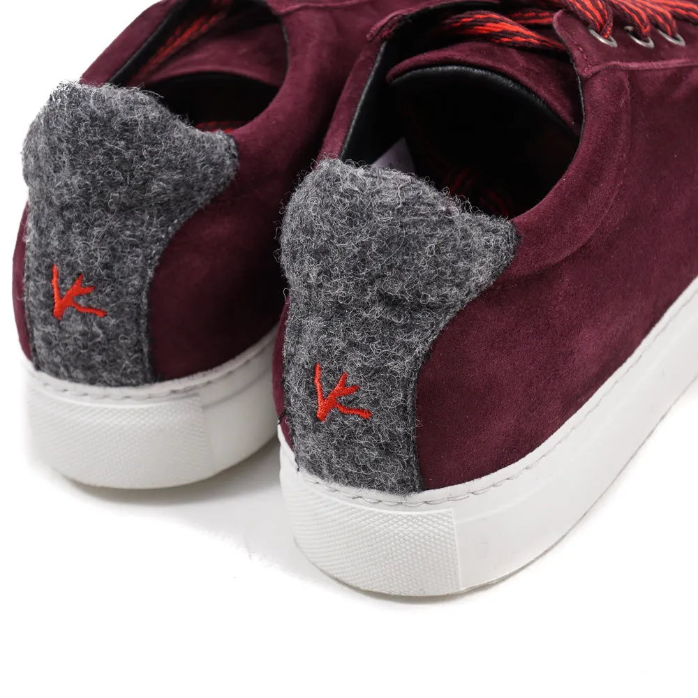 Isaia Burgundy Calf Suede Sneakers